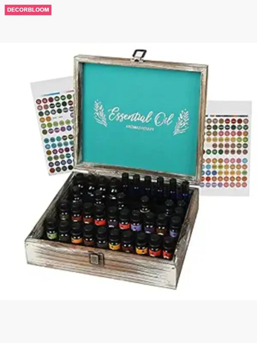 Essential Oil Storage Box with 70 Slots, Wooden Organizer for 5-15 ml Bottles